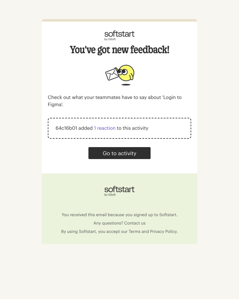 Softstart - You received feedback on Designer Heish's plan