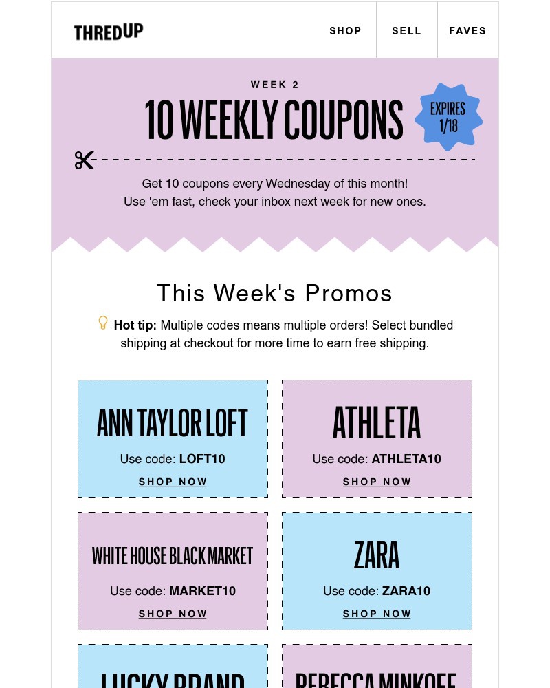 thredUP - YOUR 10 COUPONS HAVE ARRIVED