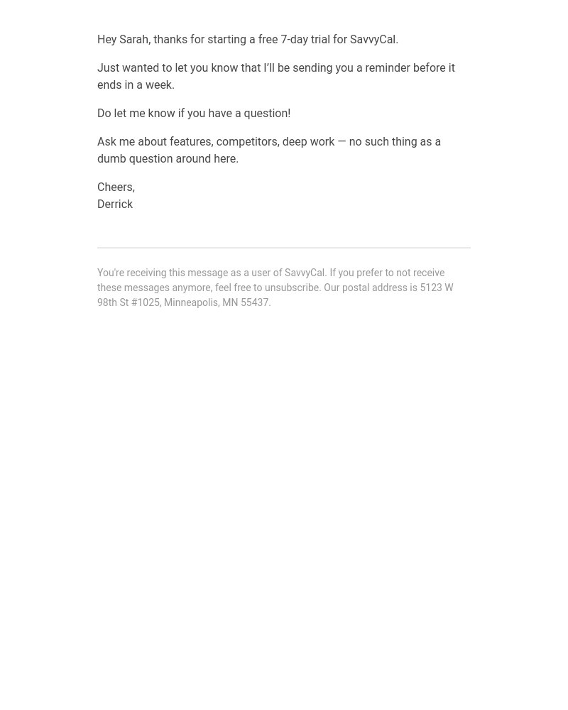 SavvyCal - Your 7-day free trial of SavvyCal starts now!