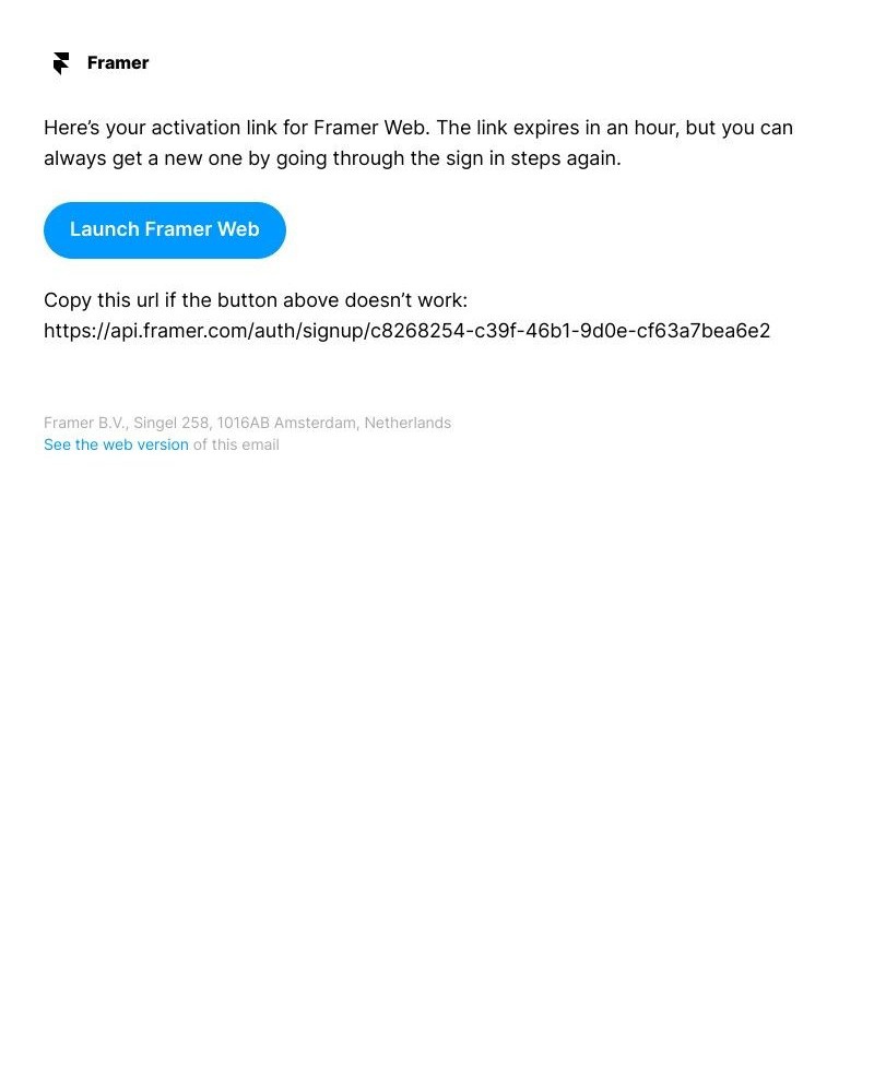 Framer - Your activation link for Framer Web