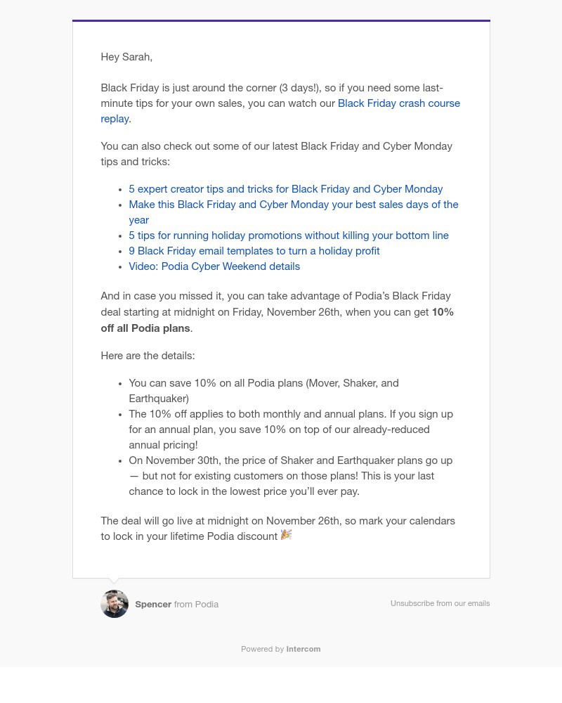 Podia - Your Black Friday crash course replay + 10% off Podia 🎁