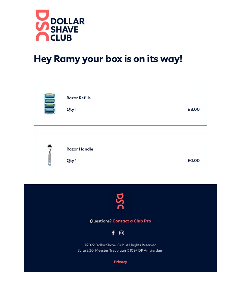 Dollar Shave Club - Your box has shipped