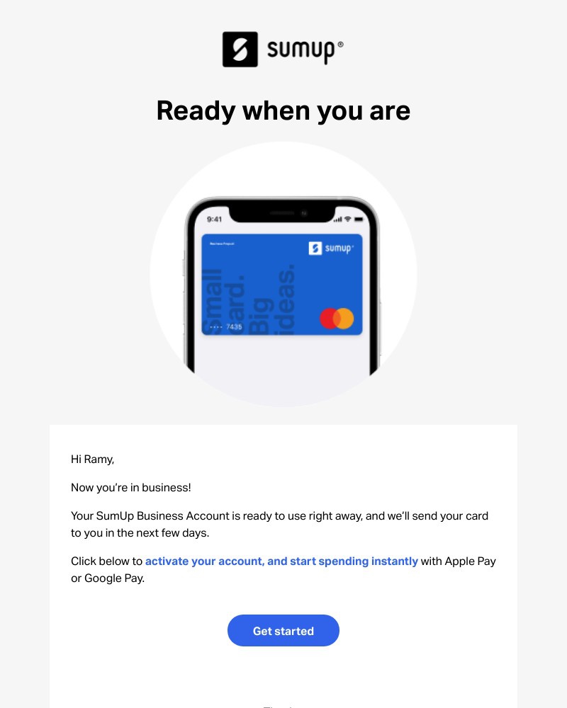SumUp - Your business account is ready 🎉