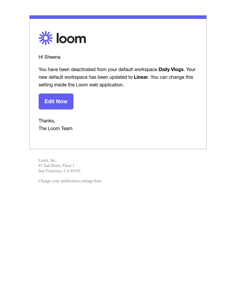 Linear - Your default workspace has been changed