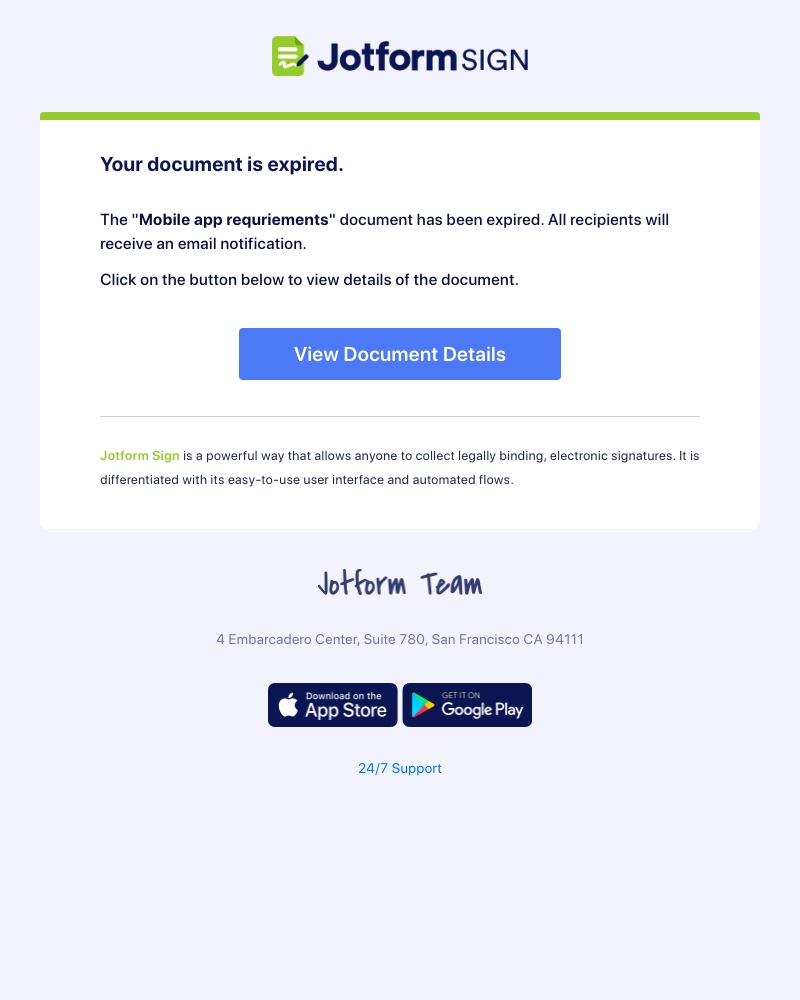 Jotform - Your document is expired.