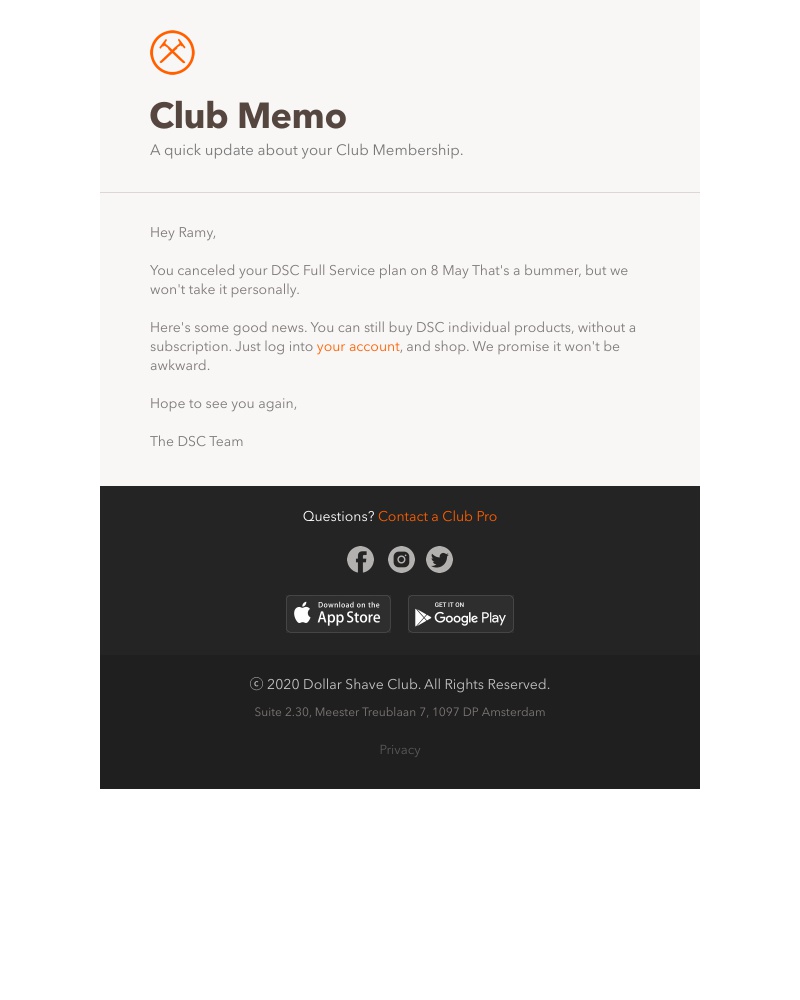 Dollar Shave Club - Your DSC Full Service Cancellation Info