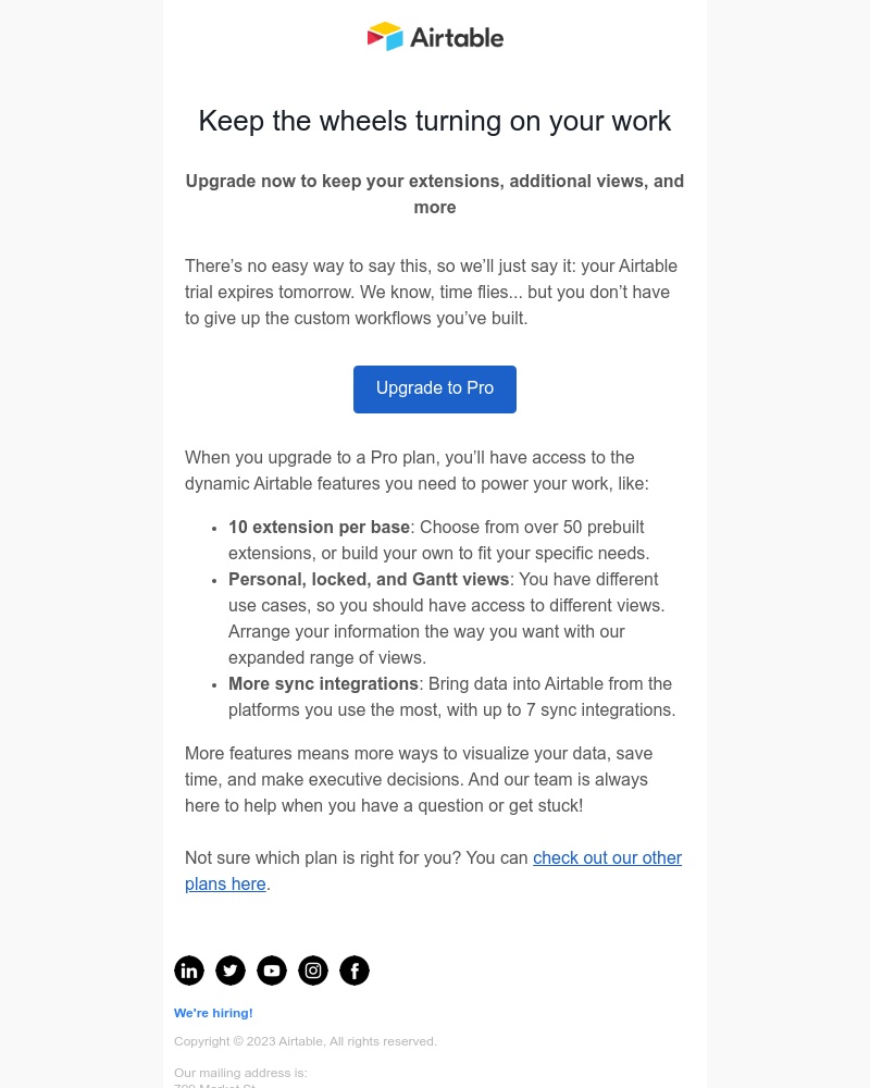 Airtable - π¦ Your free trial expires tomorrow