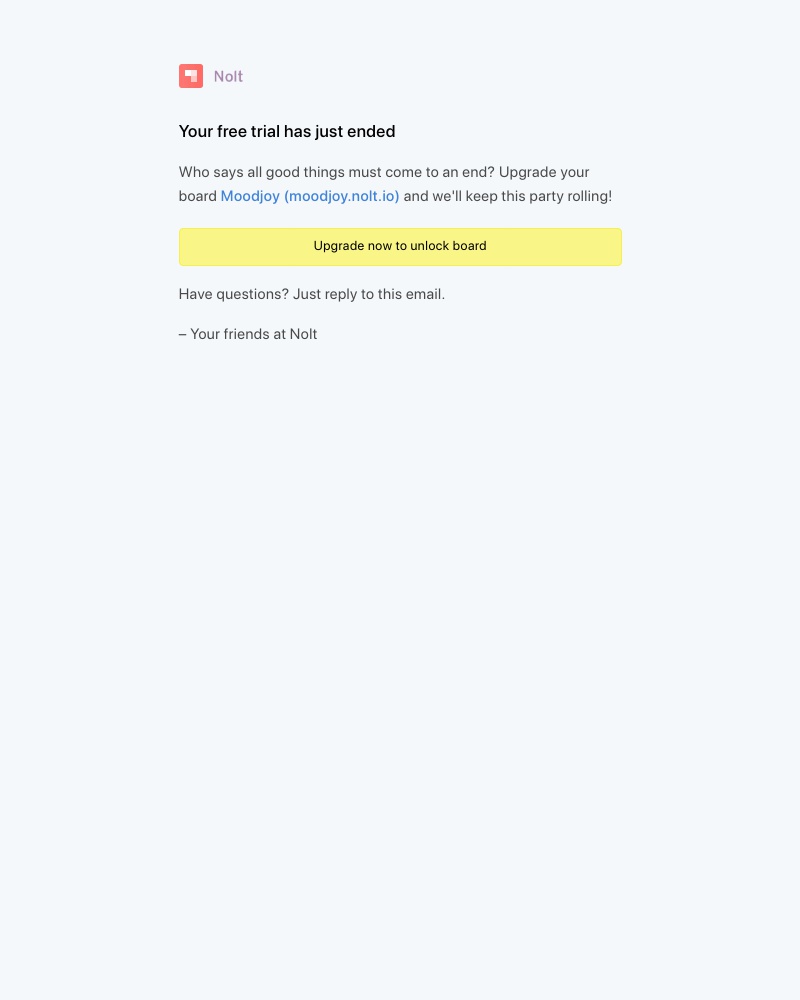 Nolt - Your free trial has just ended