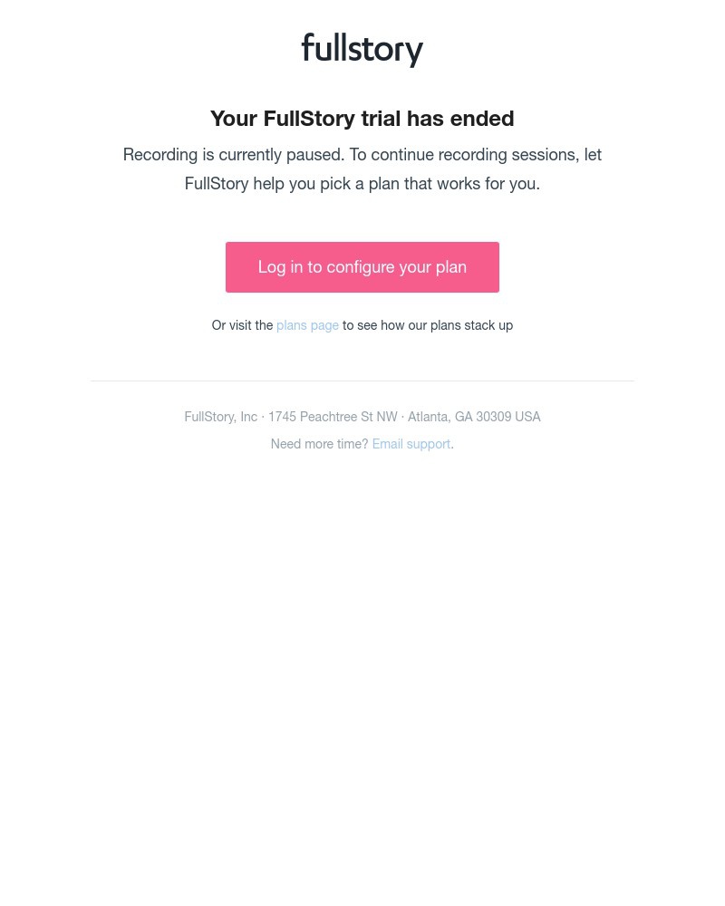 Fullstory - Your FullStory trial has expired for UI Feed