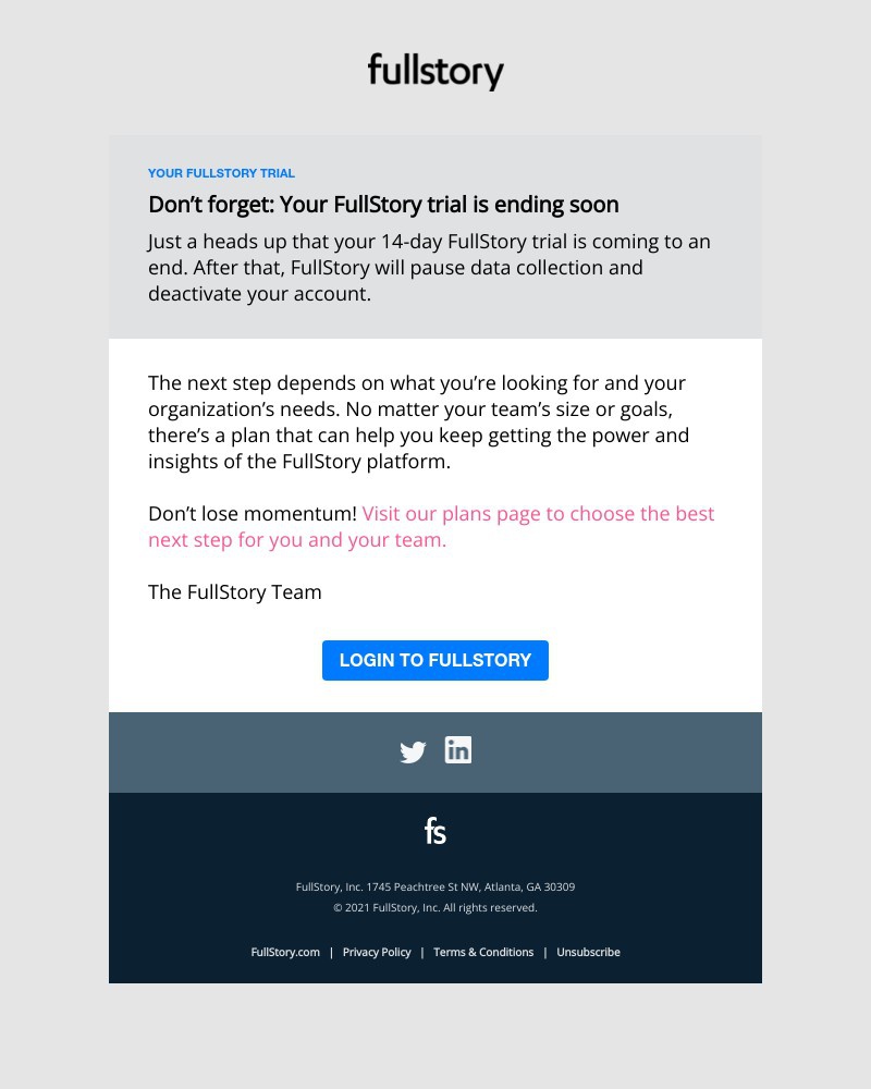 Fullstory - Your FullStory Trial | Your FullStory trial ends soon