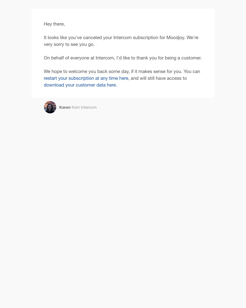 Intercom - Your Intercom subscription will end on Jul 18, 2022