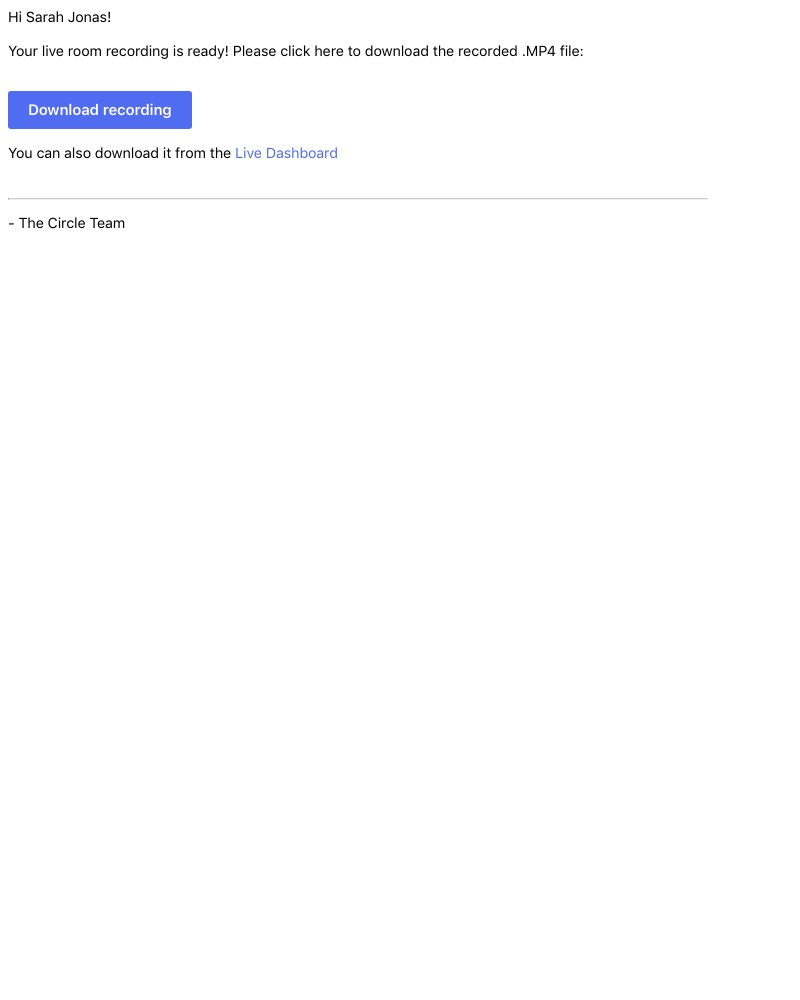 Circle - Your live room recording for Doubts is ready