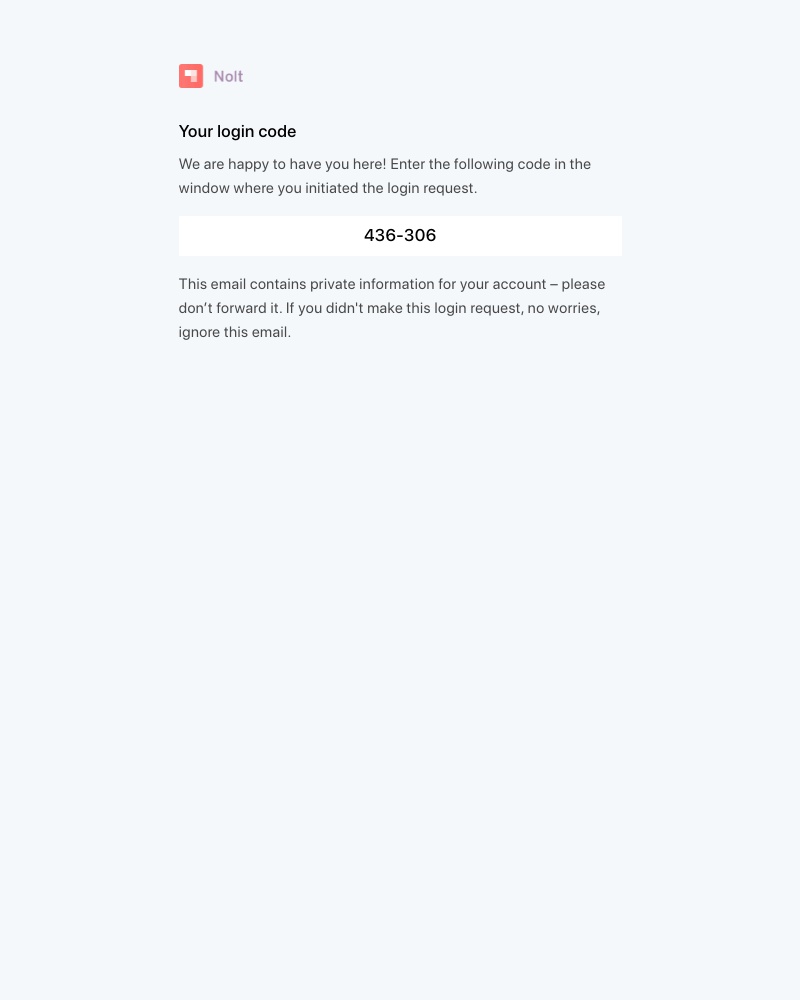 Nolt - Your login code