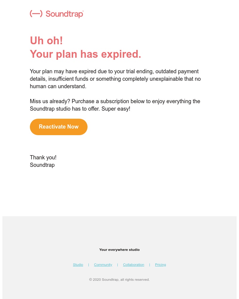 Soundtrap - Your plan has expired