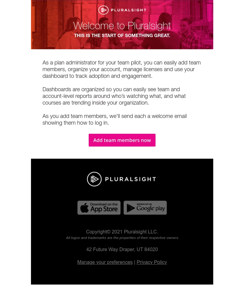 Pluralsight - Your Pluralsight team pilot is active