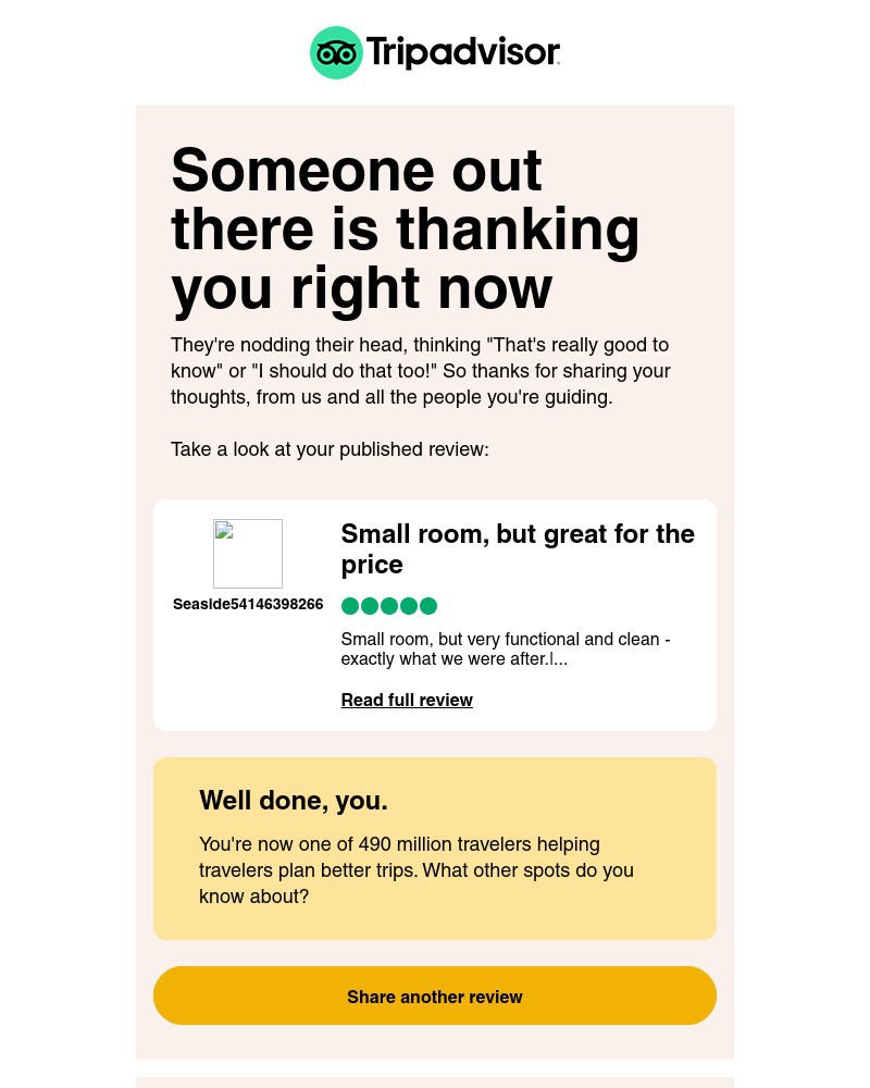 Tripadvisor - Your review is out in the world