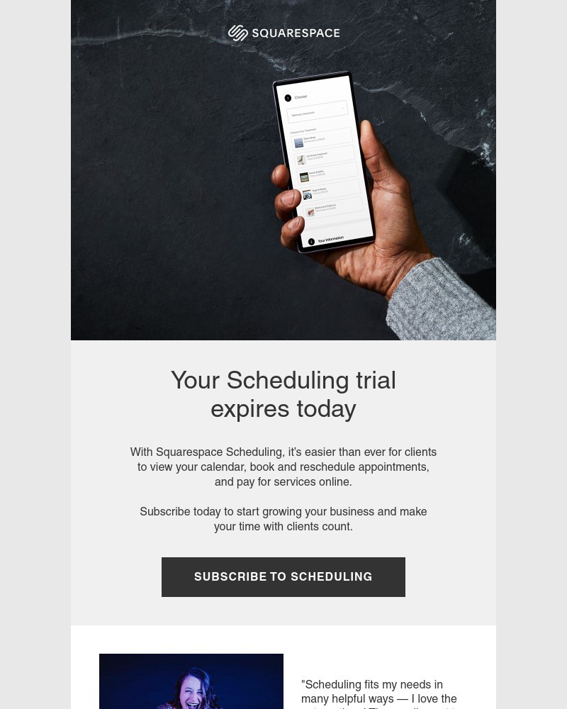 Squarespace Scheduling - Your Scheduling trial is ending soon