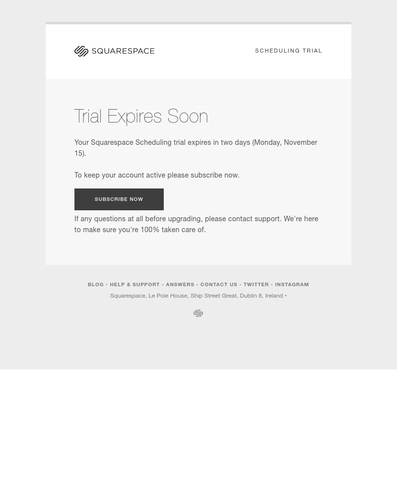 Squarespace Scheduling - Your Scheduling Trial Is Expiring Soon