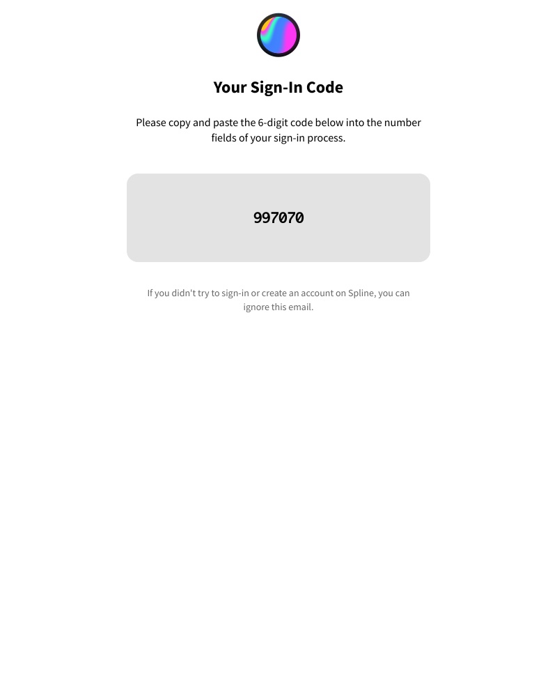 Spline - Your sign-in code: 997070
