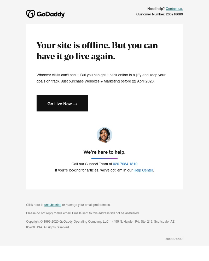 GoDaddy - Your site is down. Buy Websites + Marketing to restore it.
