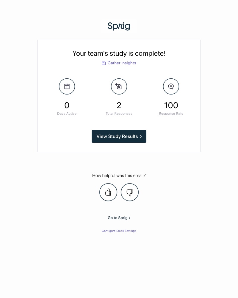 Sprig - Your Sprig study is complete