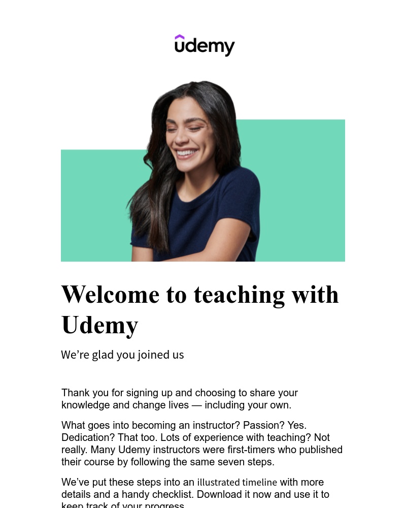 Udemy - Your time is now, Sarah. Let's get started.