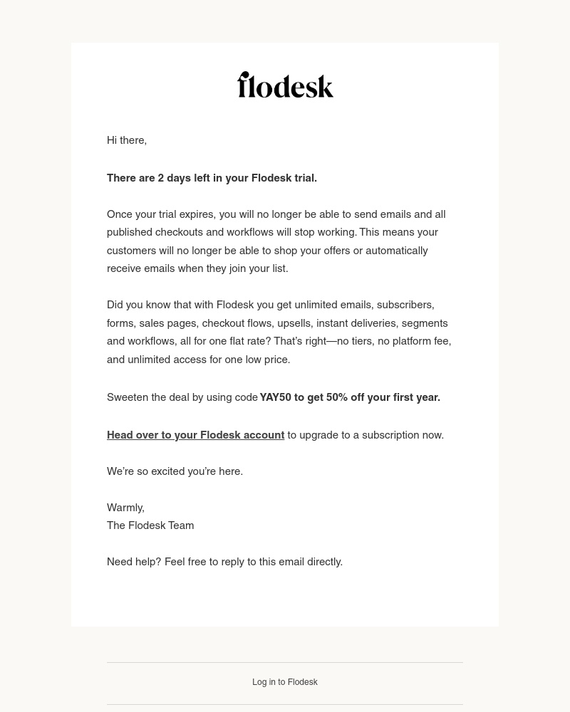 Flodesk - Your trial expires in 2 days