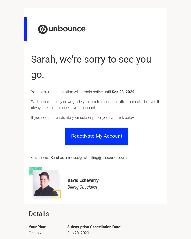 Unbounce - Your Unbounce Subscription Cancellation