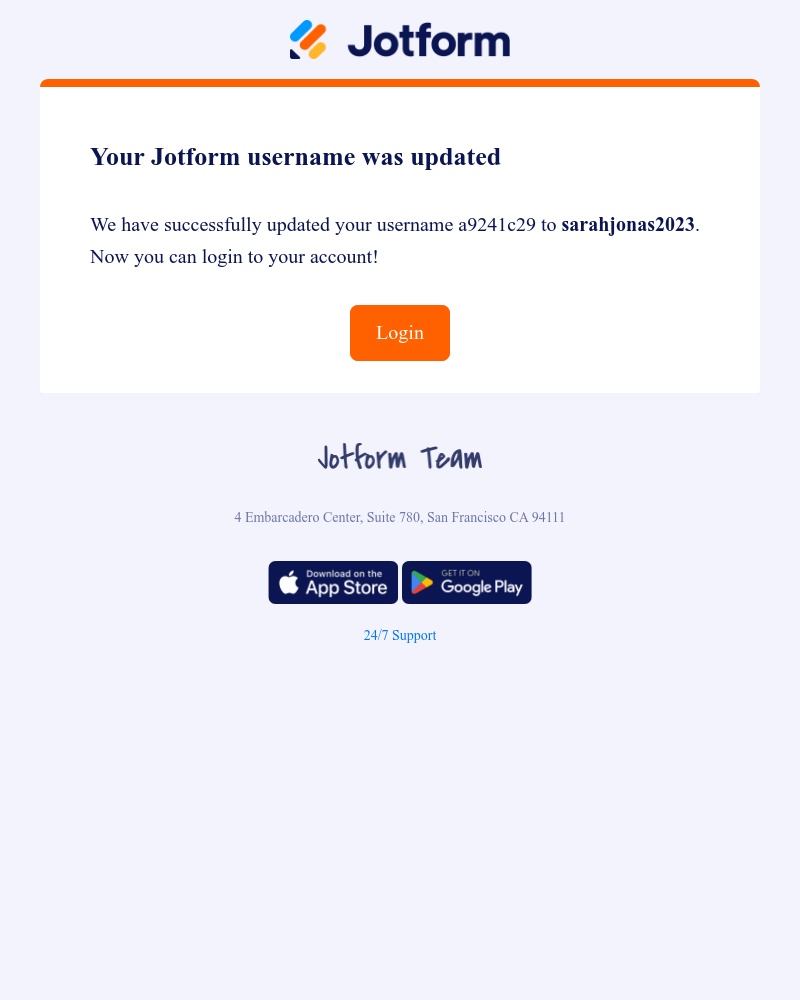 Jotform - Your username is changed!