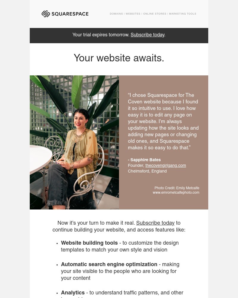 Squarespace - Your website trial is ending soon