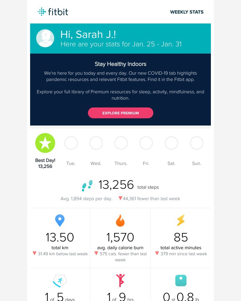Fitbit - Your weekly progress report from Fitbit!