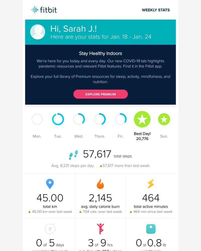 Fitbit - Your weekly progress report from Fitbit!