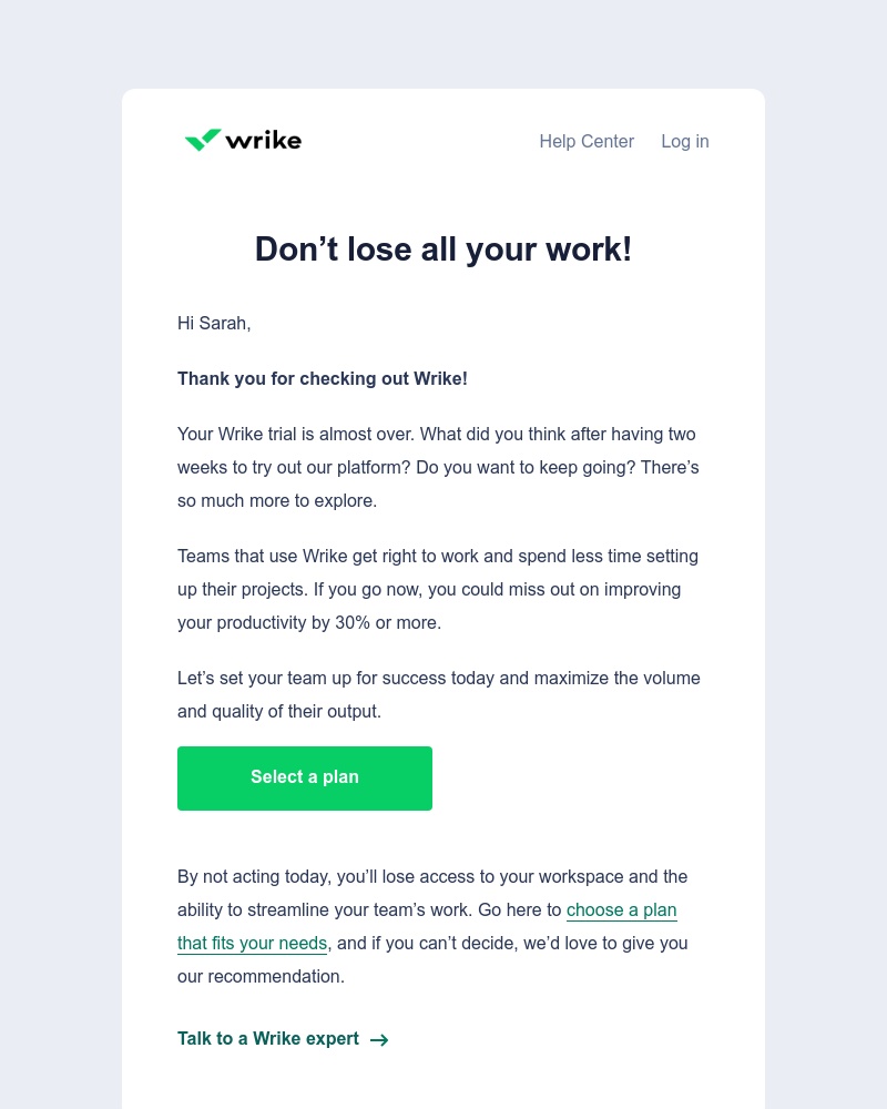 Wrike - Your Wrike trial is almost over. Here’s what’s next