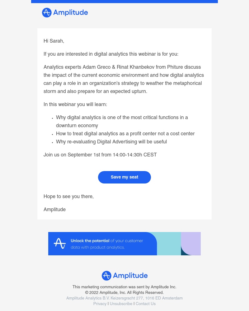 Amplitude - You're invited! Experts Webinar "Digital Analytics in a Downturn"