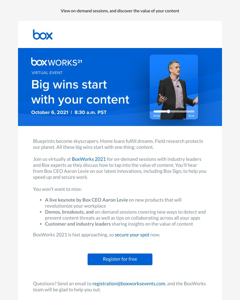 Box - You’re invited: Join us at BoxWorks 2021