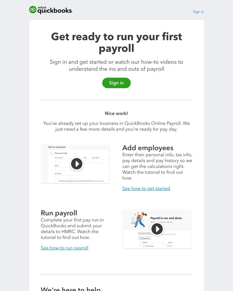 QuickBooks - You’re nearly ready to run payroll