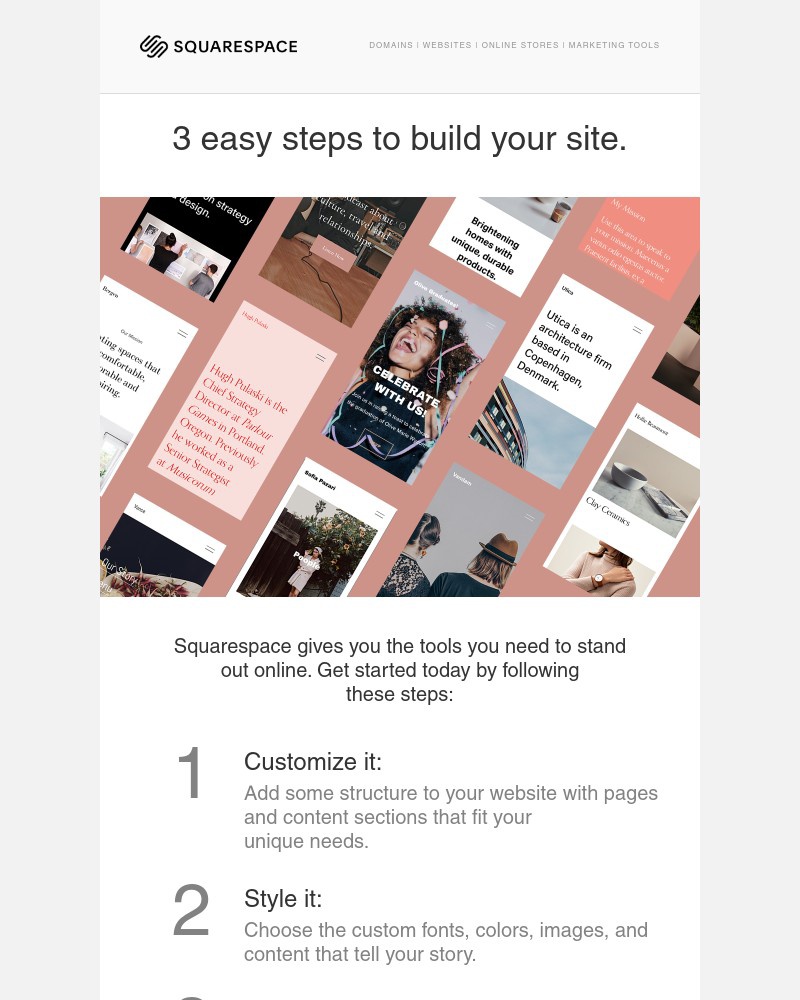 Squarespace - You're only three steps away