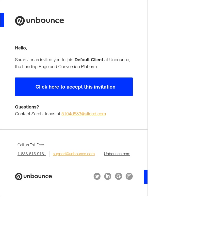 Unbounce - You've been invited to join Default Client at Unbounce