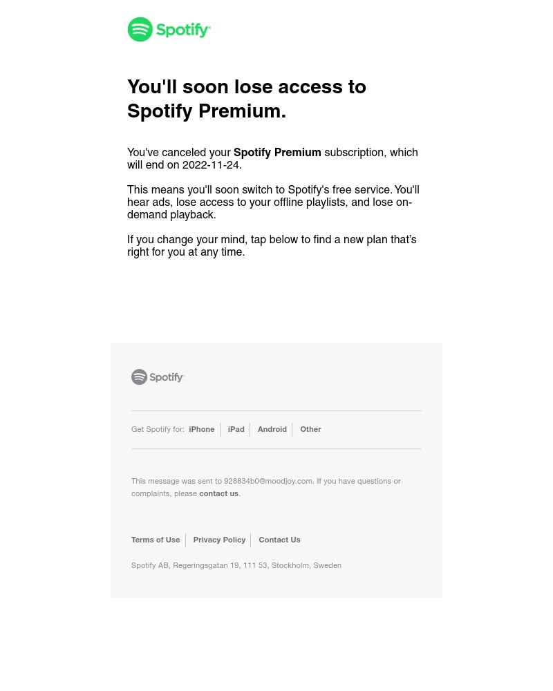 Spotify - You've canceled your Spotify subscription