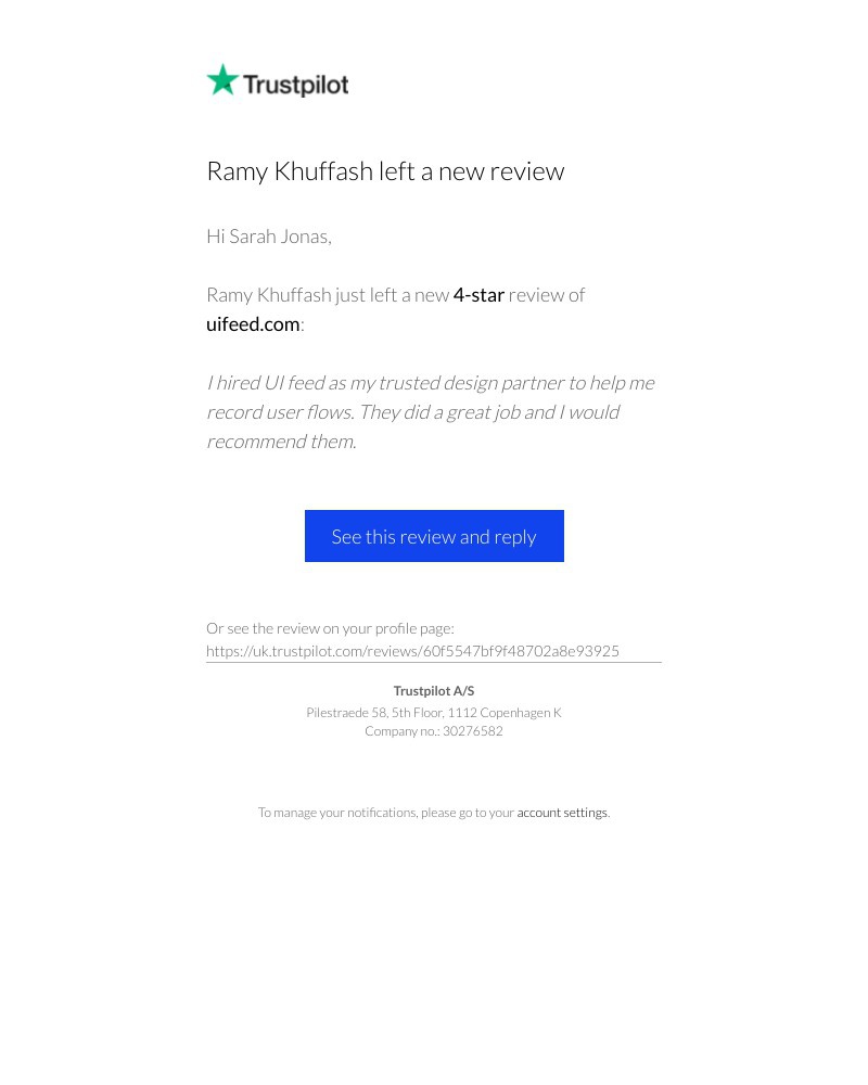 Trustpilot - You've got a new 4-star review