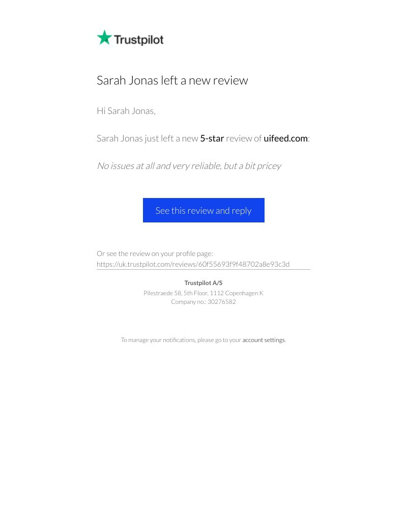 Trustpilot - You've got a new 5-star review