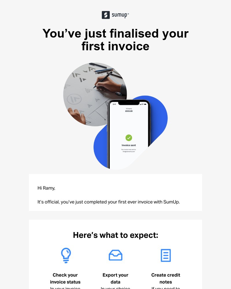 SumUp - You’ve just finalised your first invoice