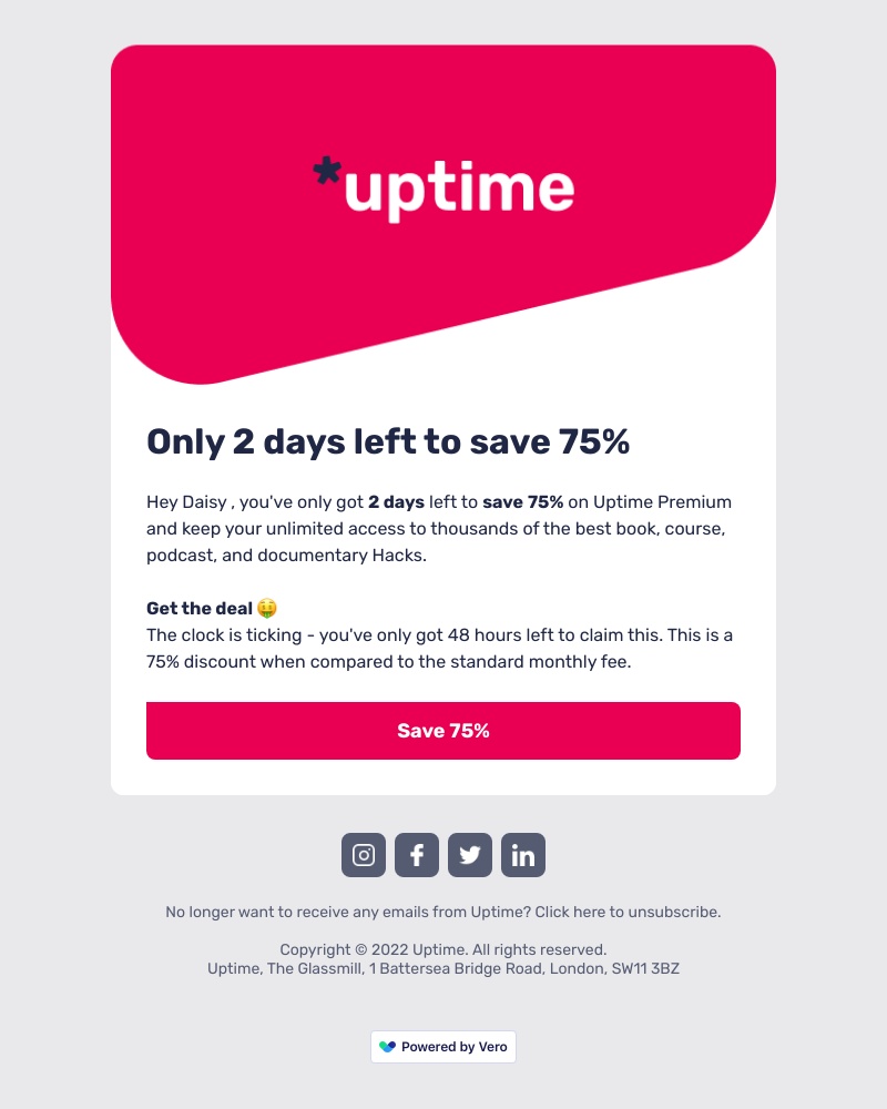 Uptime - You've only got 2 days left to save 75% 👀