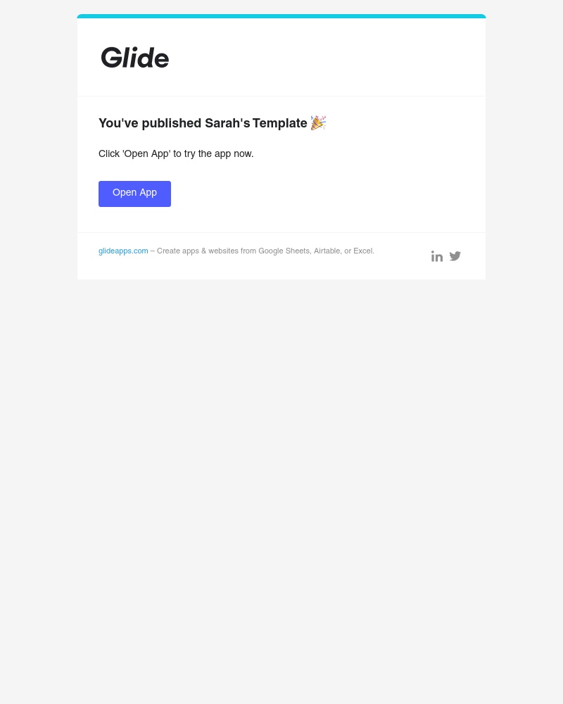 Glide - You've published Sarah's Template