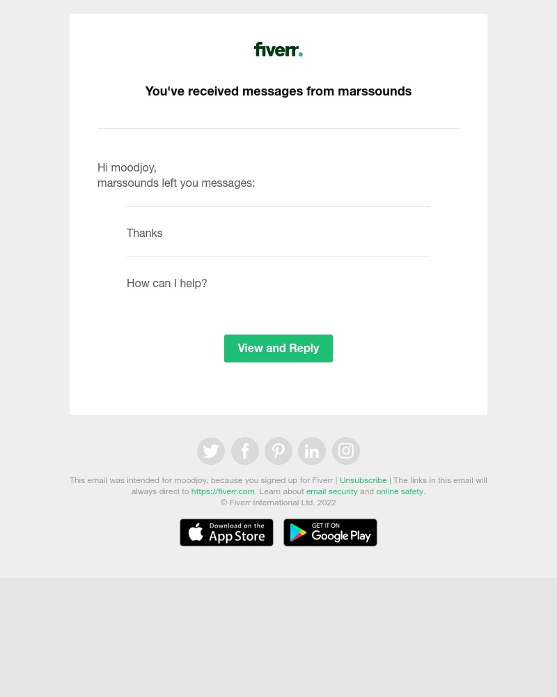 Fiverr - You've received messages from marssounds