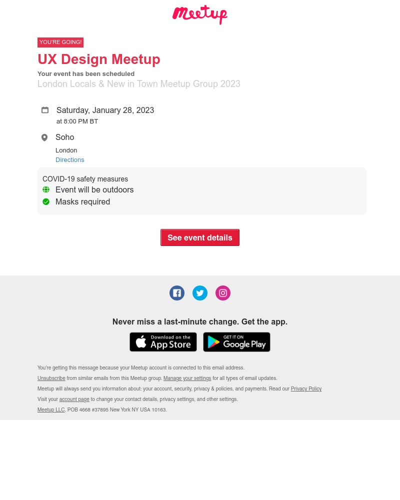 Meetup - You've scheduled: UX Design Meetup
