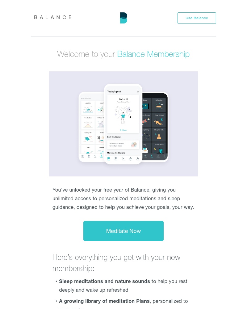 Balance - You've unlocked your free membership