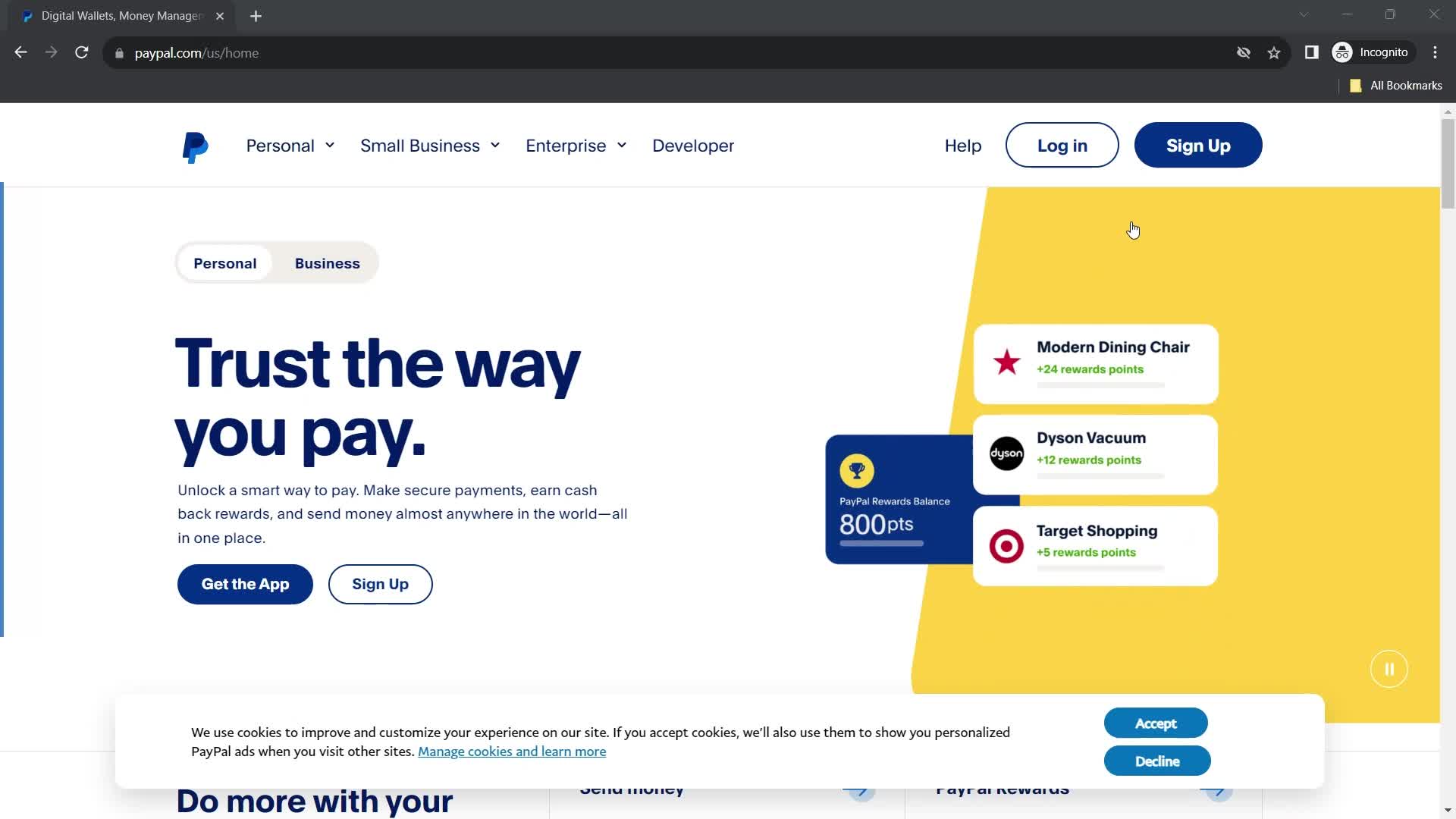 PayPal homepage screenshot
