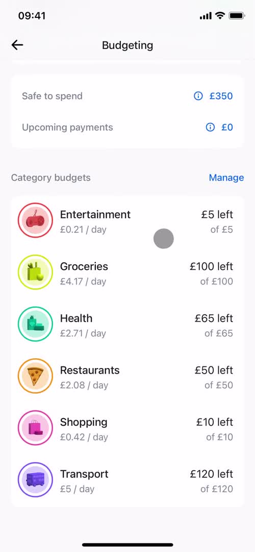 Creating a budget screenshot