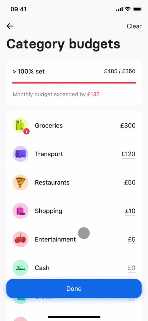 Creating a budget screenshot